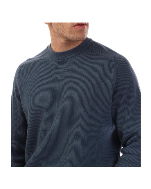 Boss Blue Crew-Neck Knit Sweate for men
