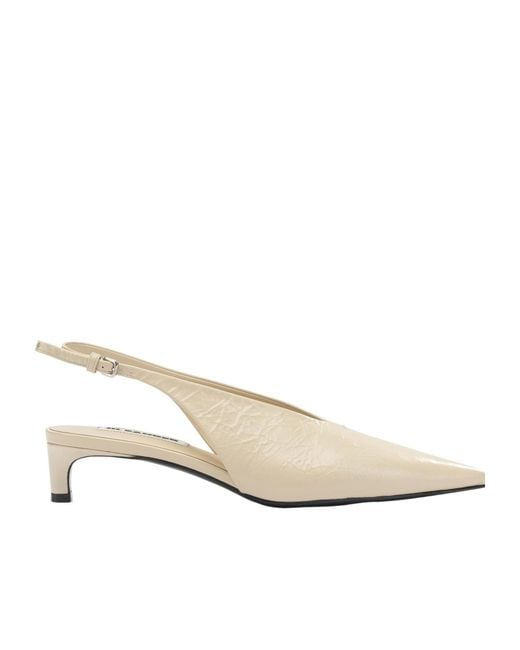 Jil Sander White Leather Slingback Pumps