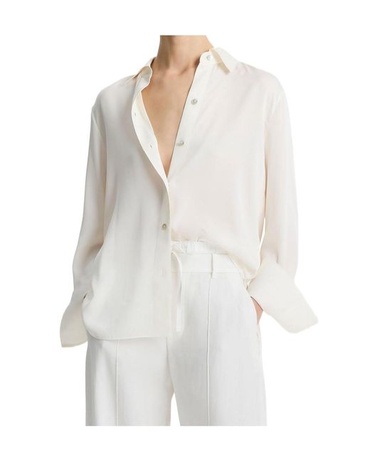 Vince White Long-Sleeved Button-Front Shirt