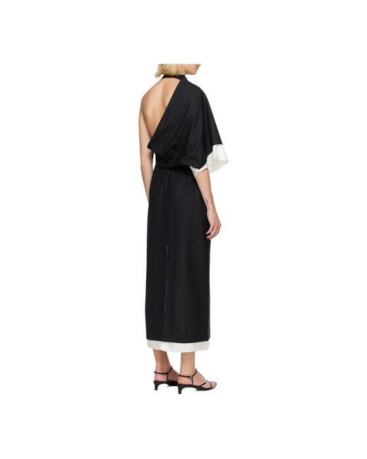 Rohe Black Draped One-Shoulder Maxi Dress
