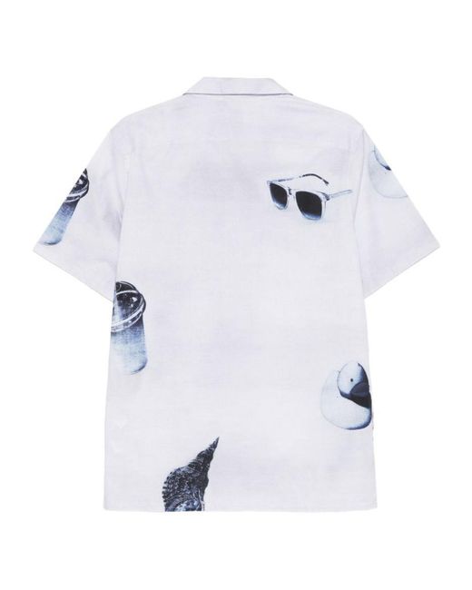 Paul Smith White Paul Smith Short Sleeve All-Over Print Shirt for men