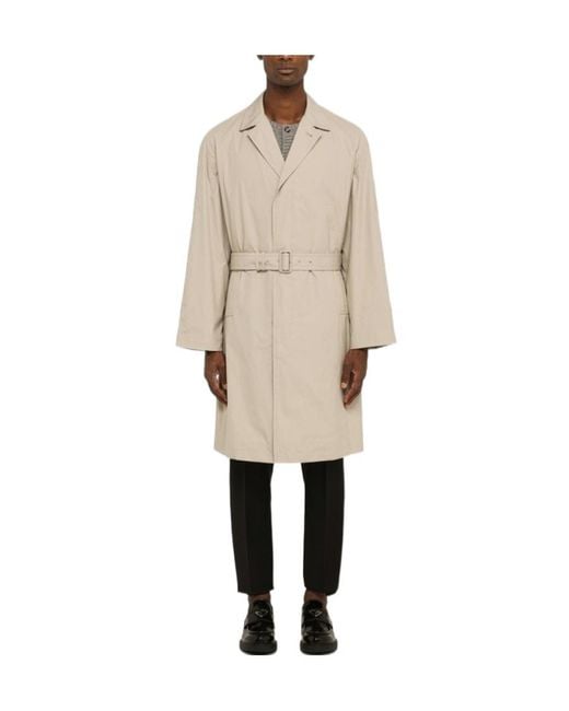 Prada Natural Long-Sleeved Belted Coat for men