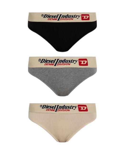 DIESEL Multicolor Fig Logo-Waistband Cotton Briefs (Pack Of Three)