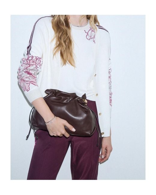 Liu Jo White V-Neck Jacquard Knit Top