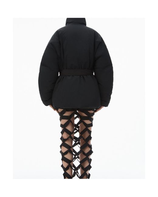 Alexander Wang Blue Tied Waist Puffer Coat