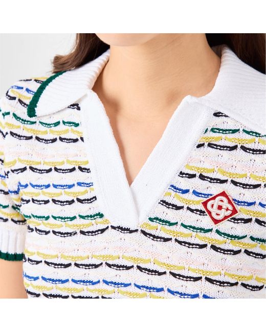 Casablanca White Logo Patch Polo Shirt