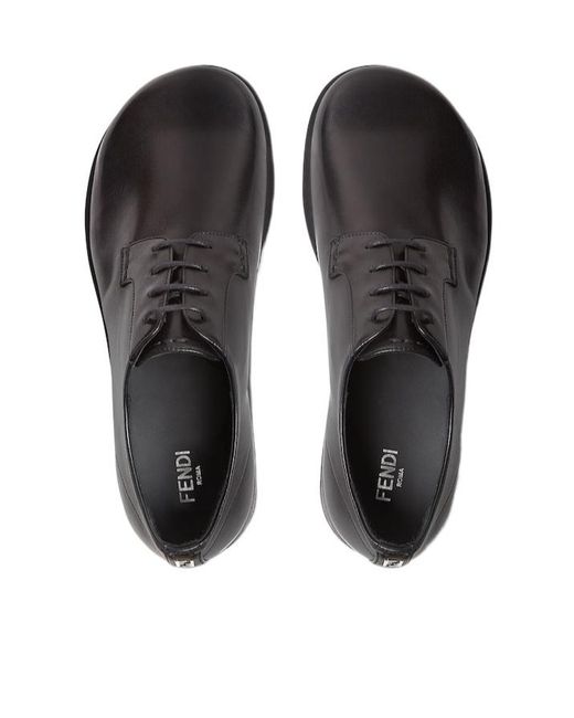Fendi Black Squared Ff Lace-Up Shoes for men