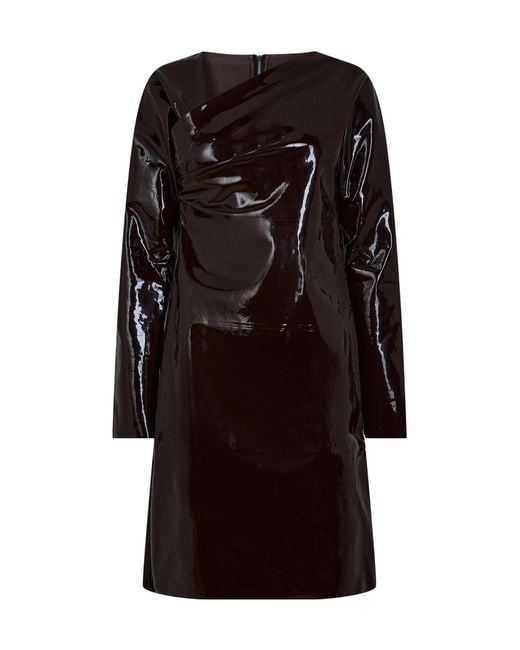 Bottega Veneta Black Draped Textured Mini Dress