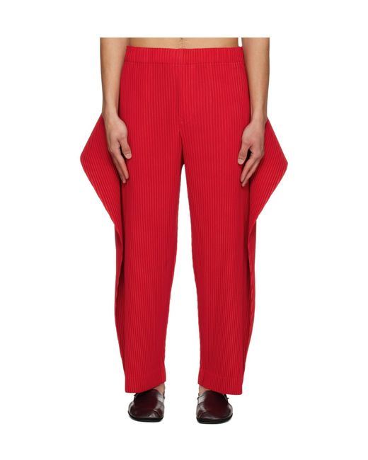 Homme Plissé Issey Miyake Red Cover And Fold Casual Pants for men