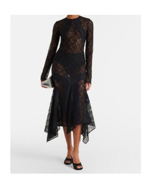 The Attico Black Floral Lace Cocktail Dress