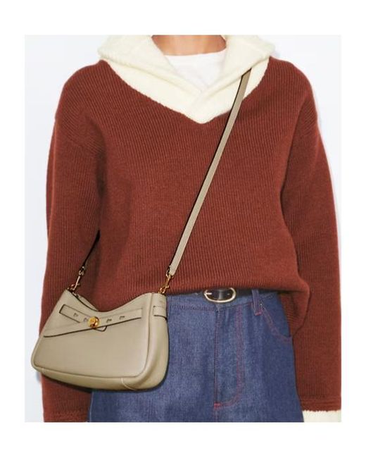 Tory Burch Natural Romy Zip Crossbody Bag