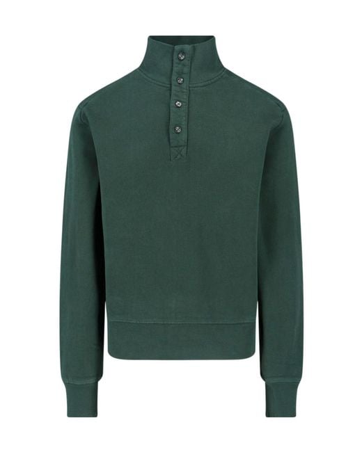 Entire studios Green Button Mock-Neck Sweater for men