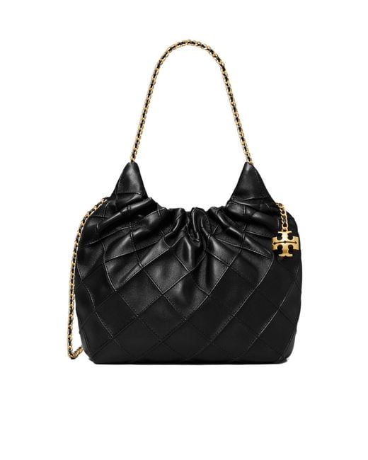 Tory Burch Black Fleming Drawstring Mini Hobo Bag