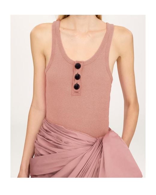 Chloé Pink Cut-Out Cotton Top