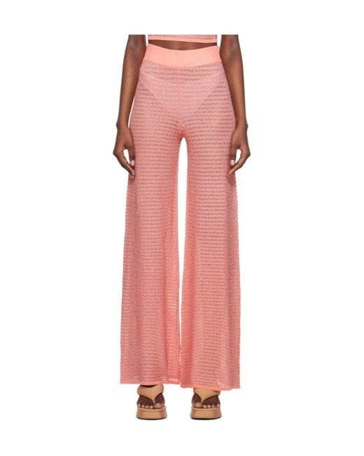 REMAIN Birger Pink Striped Elastic Waist Casual Pants