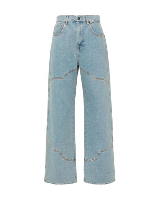 GIUSEPPE DI MORABITO Blue High-Rise Straight-Leg Jeans