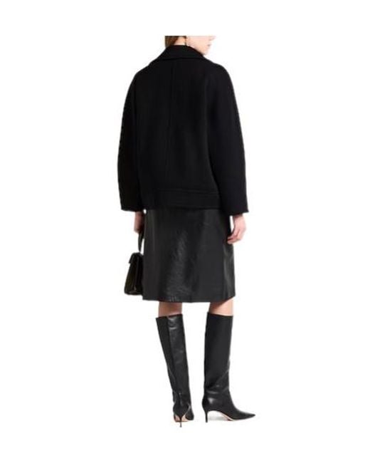 Max Mara Black Minimal Wool Long Coat