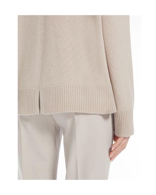 Max Mara Natural Round Neck Knitted Sweater