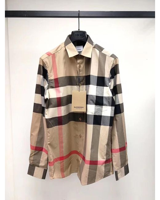 Burberry Brown Checked Button-Up Shirt for men