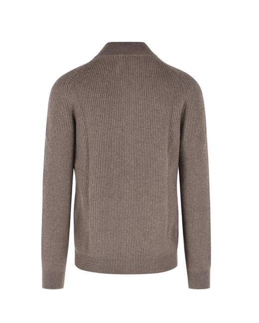 Gran Sasso Brown Long-Sleeve Cardigan for men