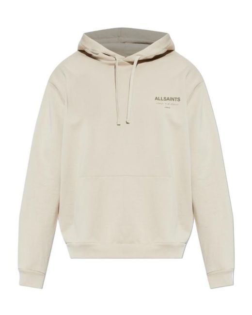 AllSaints White Underground Logo Hoodie for men