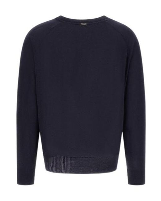 Herno Blue Crewneck Ribbed T-Shirt