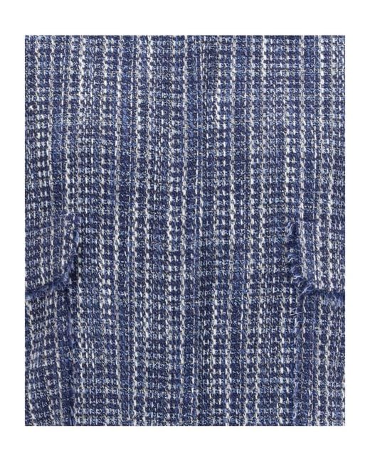 Kiton Blue Zip-Up Tweed Jacket