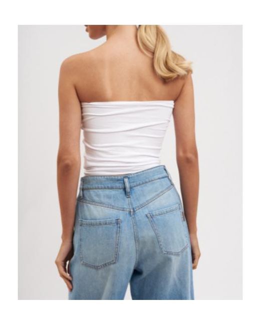 Brunello Cucinelli White Strapless Stretched Top