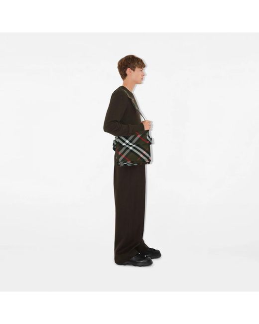 Burberry Black Trench Checked Messenger Bag for men