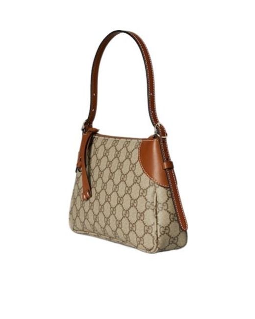Gucci Brown Gg Emblem Small Shoulder Bag
