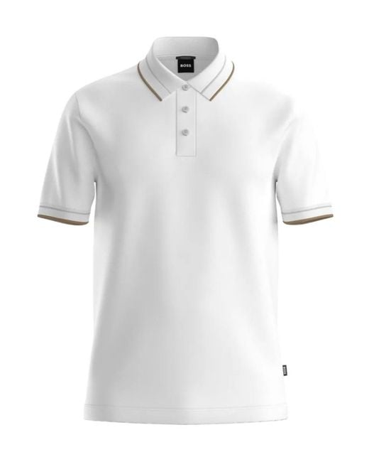 Boss White Slim Fit Polo Shirt for men