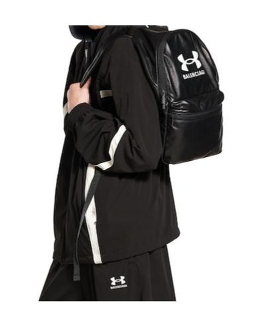 Balenciaga Black Under Armour Logo Printed Backpack for men