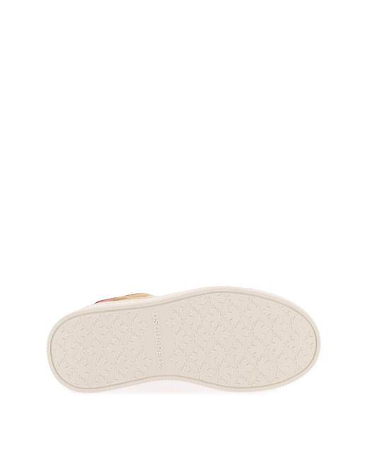 DSquared² Pink Logo Debossed Low-Top Sneakers