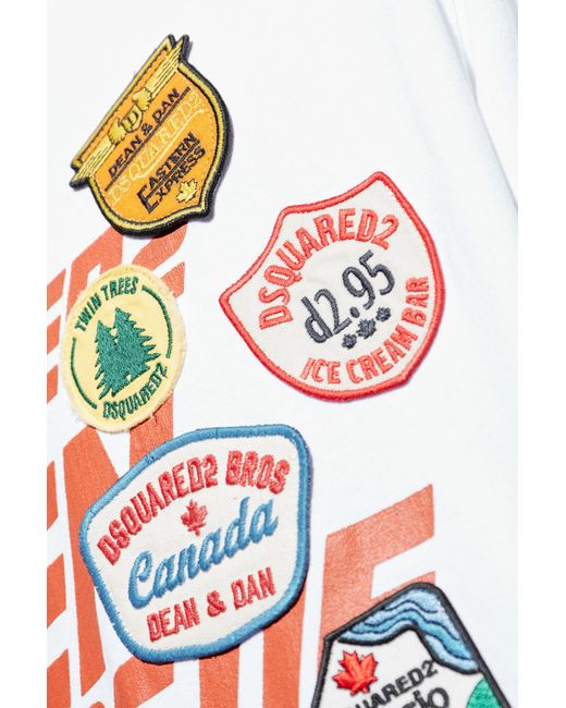 DSquared² White Loose Fit Caten League T-Shirt for men