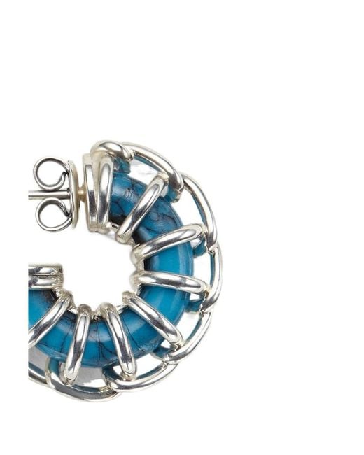 Bottega Veneta Blue Weave Hoop Earrings