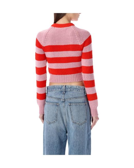 Marni Red Striped Cut-Out Knitted Jumper