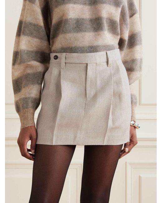 Brunello Cucinelli Natural Belt-Loop Skirt