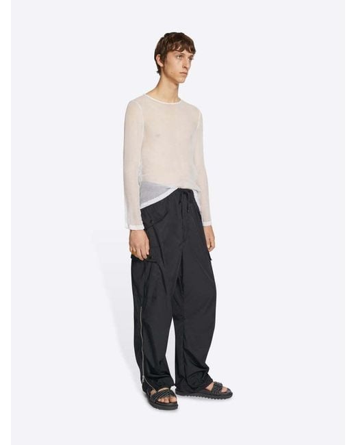 Dries Van Noten Gray Water Repellent Drawstring Cargo Trousers for men