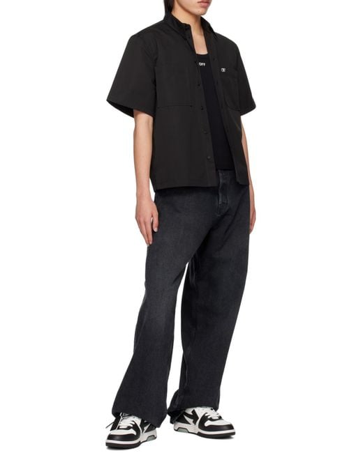 Off-White c/o Virgil Abloh Black Logo Patch Wide Leg Jeans for men