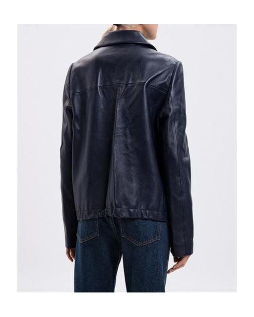 Khaite Blue Jackson Zip Leather Jacket
