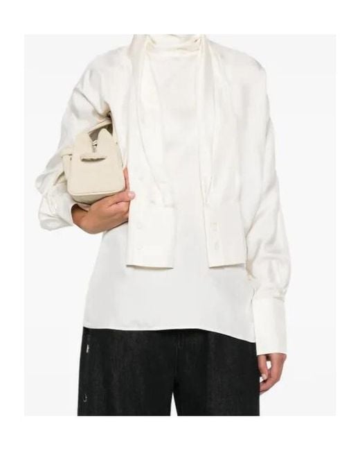 Rohe White Silk Scarf Blouse