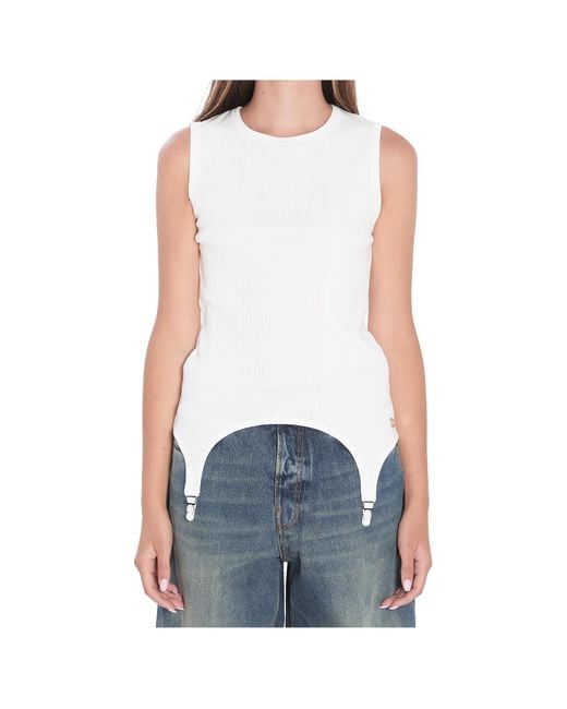 Jean Paul Gaultier Blue Logo Ribbed Vest