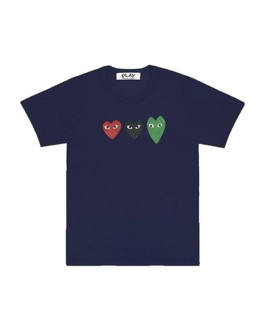 COMME DES GARÇONS PLAY Blue Comme Des Garçons Play Heart Printed T-Shirt for men