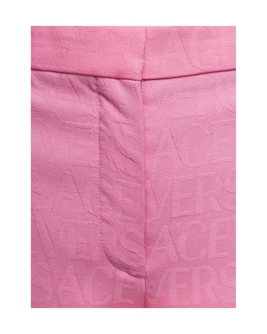 Versace Pink High-Waist Flared Trousers
