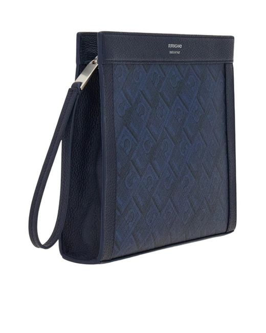 Ferragamo Blue Ferragamo Monogram Pouch for men