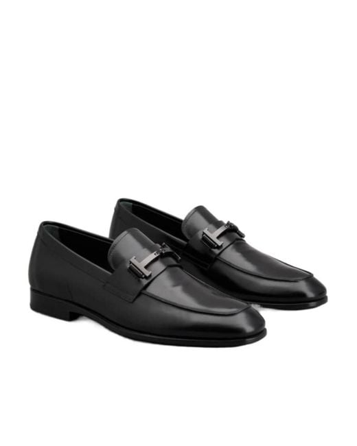 Tod's Black Double T Plaque Almond Toe Loafers for men