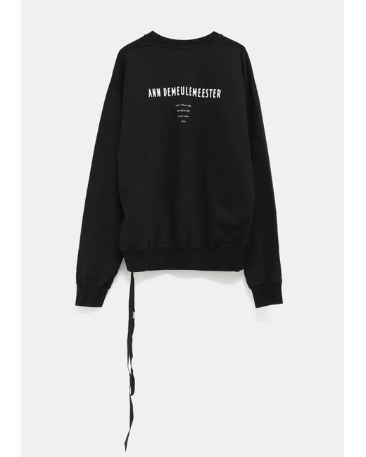 Ann Demeulemeester Black Feather-Printed Crewneck Sweatshirt