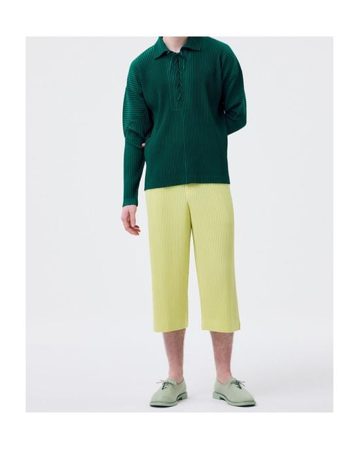 Homme Plissé Issey Miyake Green Lace-Up Pleated Shirt for men
