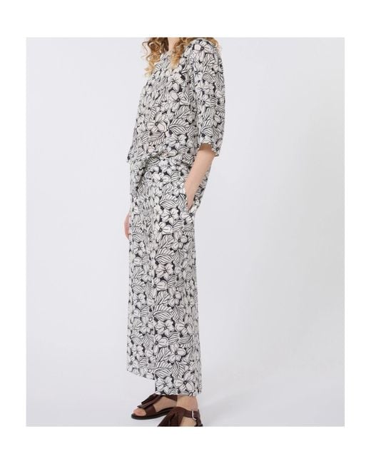 Weekend by Maxmara White Floral-Print Silk Blouse