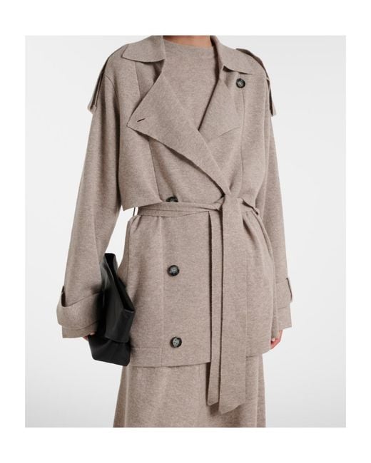 Jardin Des Orangers Natural Cropped Wool And Cashmere Trench Coat